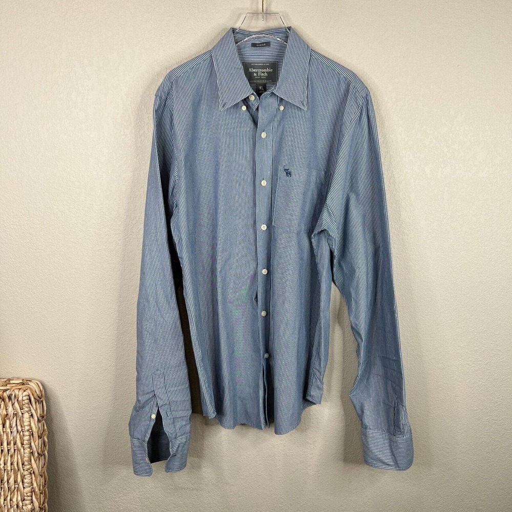 Abercrombie & Fitch Men's Striped Button Down Muscle Shirts Long Sleeve Size L